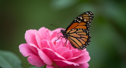 Obraz premium Monarch butterfly on pink blossom