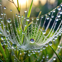 Crystal Clear Dewdrops on a Delicate Spiderweb
