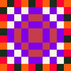 Striking Geometric Grid Pattern With Vibrant Striped and Solid Shapes