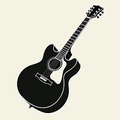 Fototapeta premium Acoustic guitar in black and white, for musical concepts, with copy space