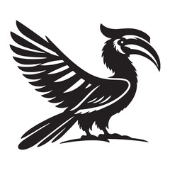 Tropical Hornbill silhouette in minimal style – Hornbill illustration – Minimalist Hornbill vector – Bird silhouette – Bird vector

