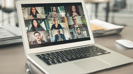 Working and talking on the computer with video calling
