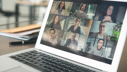 Working and talking on the computer with video calling