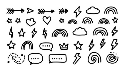 Obraz premium Modern Doodle Art Icons for Graphic Design