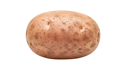 A whole, fresh, uncooked potato, a fundamental staple vegetable, ready for various cooking methods,...