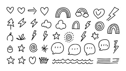 Lightning Bolt and Star Doodle Vector Collection