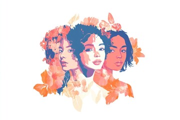 Portrait group of diverse people art illustration person.