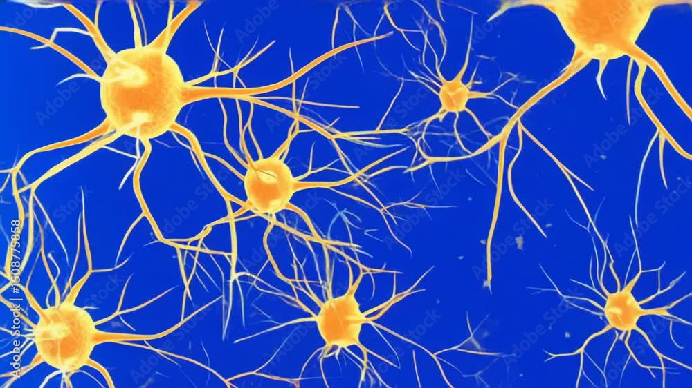 Poster detailed illustration of interconnected neurons with dendrites and axons, representing a neural netw