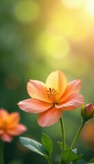 Soft focus on vibrant summer blooms, gentle curves , photo, summer
