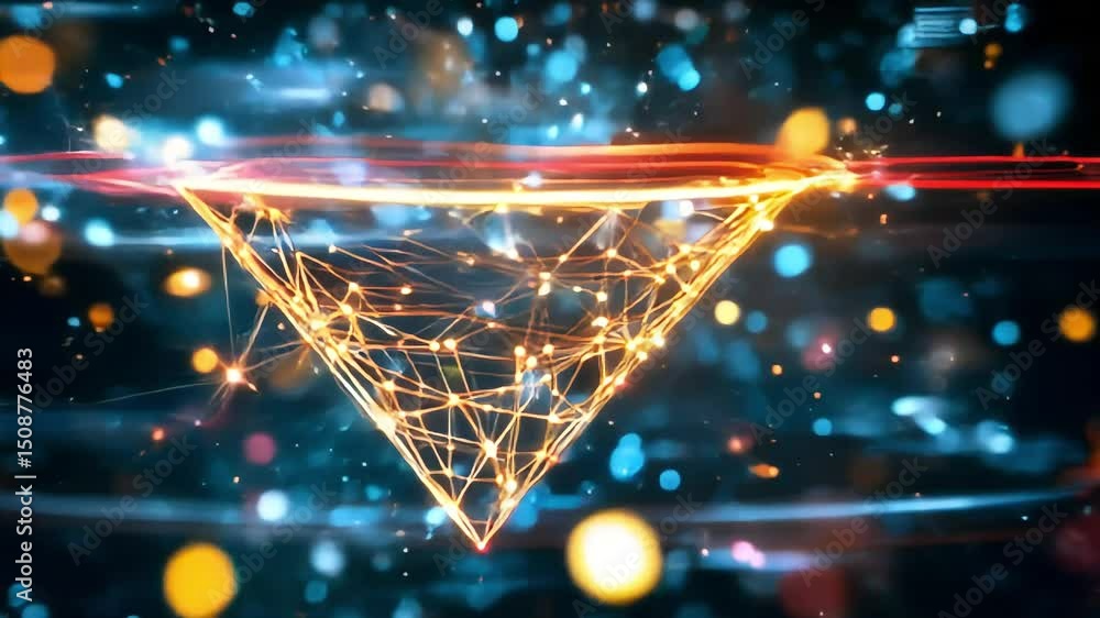 Poster glowing network structure in a dark space