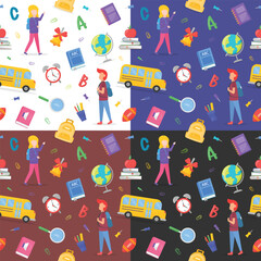 seamless pattern with school icons vector format 