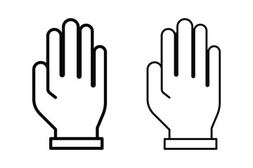 Obraz premium Stop hand, icon in line design. Stop hand, hand gesture, warning sign, prohibition, hand symbol, stop sign, caution. Stop hand editable stroke icon. rise hand icon sign vector. 