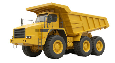 Yellow Dump Truck on Transparent Background