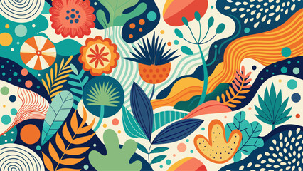 Hand drawn minimal bright abstract organic shapes pattern. Collage contemporary print. Fashionable template for design.