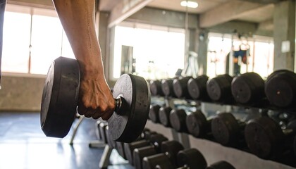 Strength training moment with chiaroscuro light highlighting sweat and texture on skin
