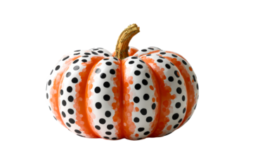 Unique pumpkin with polka dots for autumn decoration