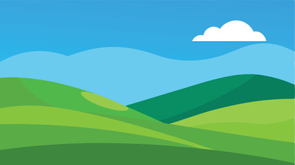 dawn over grassy hills and stream