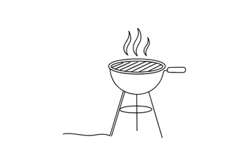 Barbecue grill continuous one line drawing minimalism design