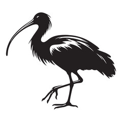 Streamlined Ibis silhouette gliding gracefully – Ibis illustration – Minimalist Ibis vector – Bird silhouette – Bird vector


