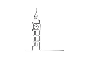 Big Ben continuous one line drawing minimalism design