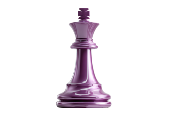 Large purple chess king piece on transparent background