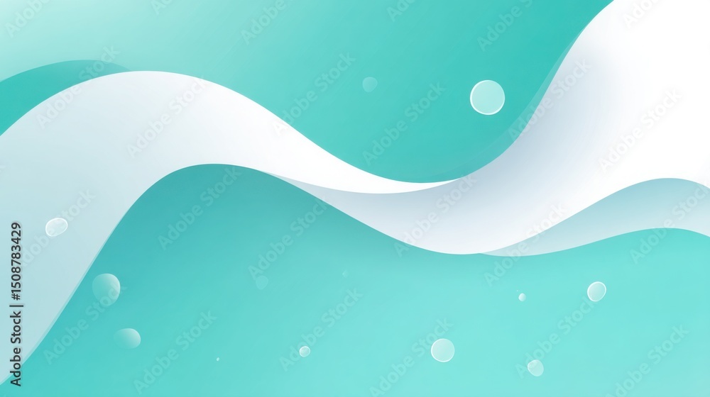 Poster minimalistic flat background with abstract ocean foam texture in gradient aqua and white