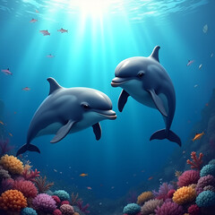 Fototapeta premium dolphins in the sea