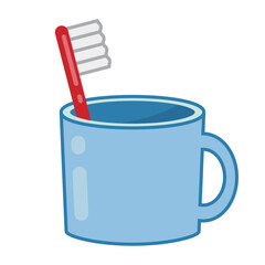 コップに入った歯ブラシのイラスト