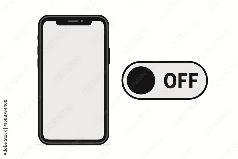 Poster digital detox smartphone switch off concept. mobile phone toggle button off. technology disconnect b