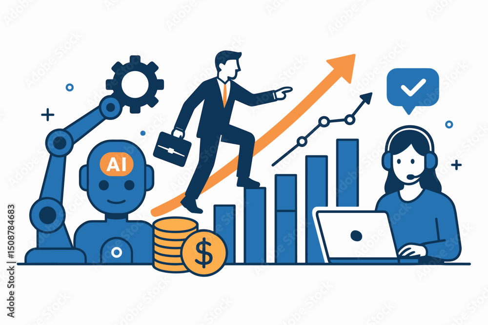 Poster artificial intelligence ai business growth automation technology success digital transformation prod