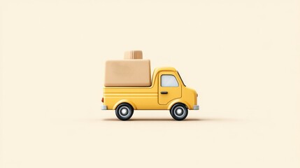 A vibrant yellow delivery truck loaded with boxes, set against a neutral background. This image perfectly captures the essence of logistics and transportation for various needs.