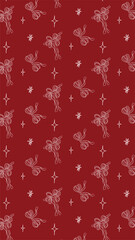 Seamless White Ribbon Pattern on Red Background – Cute Wedding and Girl-Themed Doodle Element