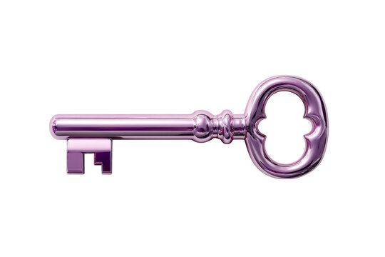 Colorful vintage style key design with a transparent background