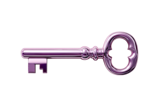 Colorful vintage style key design with a transparent background