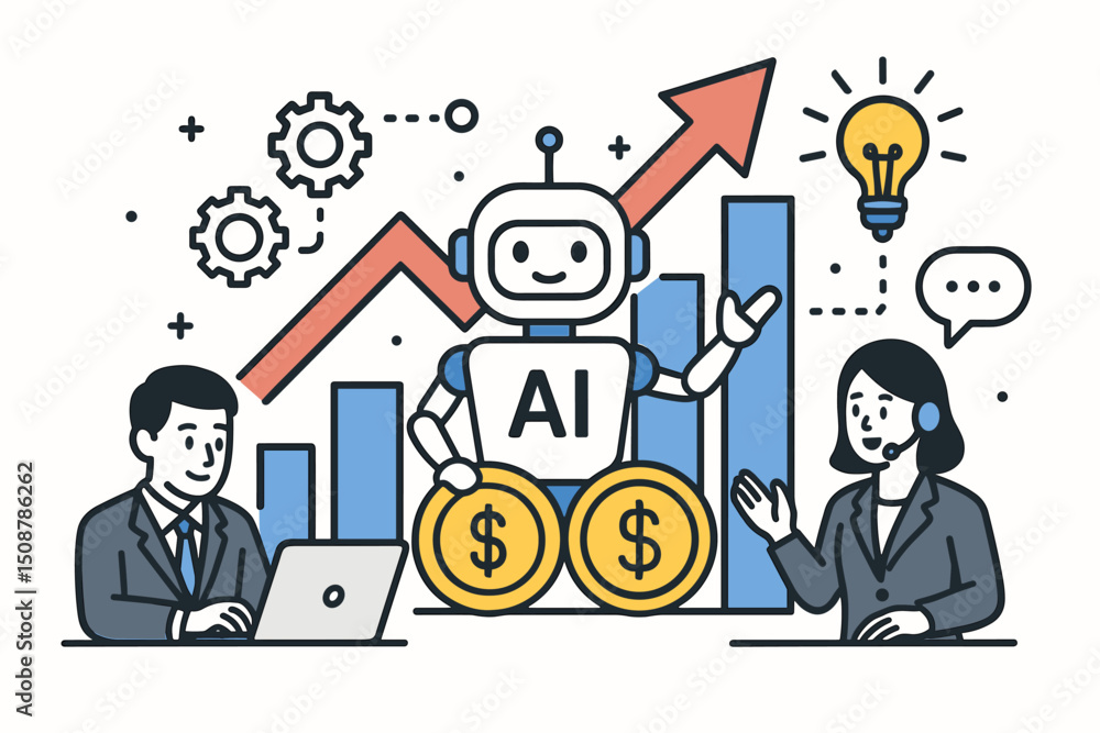 Poster ai artificial intelligence robot business growth automation innovation success revenue increase char