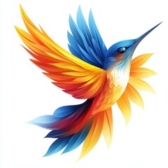 Obraz premium Colorful hummingbird in mid-flight showcasing vibrant feathers against a light background