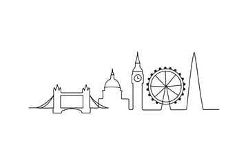 London skyline continuous one line drawing minimalism design