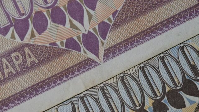 Hyper-inflationary banknotes from Serbia, 1993. Values from 5 million to 10 Billion Dinars.