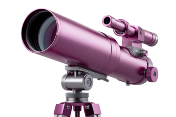 Stylish purple telescope on tripod for stargazing and exploration