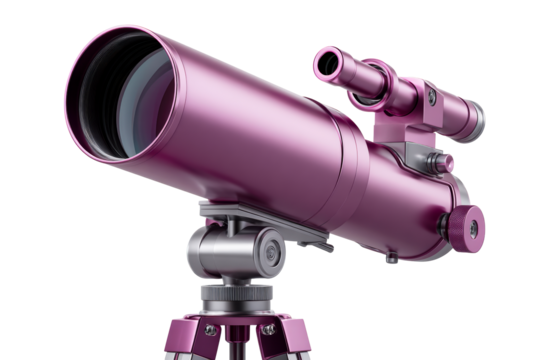 Stylish purple telescope on tripod for stargazing and exploration