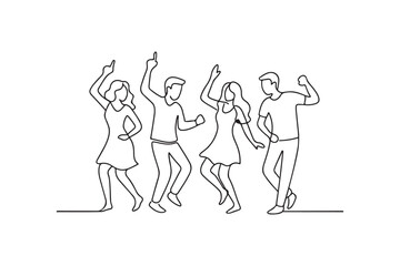 People dancing continuous one line drawing minimalism design