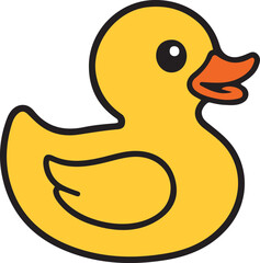 Yellow Rubber Cute Duck Vector Illustration