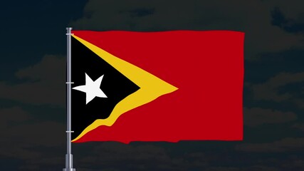 Flying Timor Leste Flag Video, East Timor Flag, Timor Leste Flag Waving 