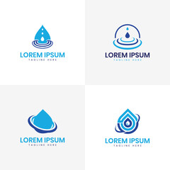 Water drop logo design bundle collection water shape drop aqua business