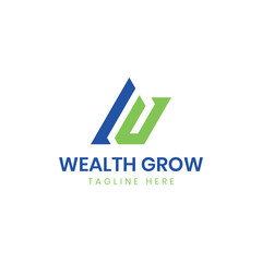 Wealth grow logo design letter mark W arrow financial corporate concept