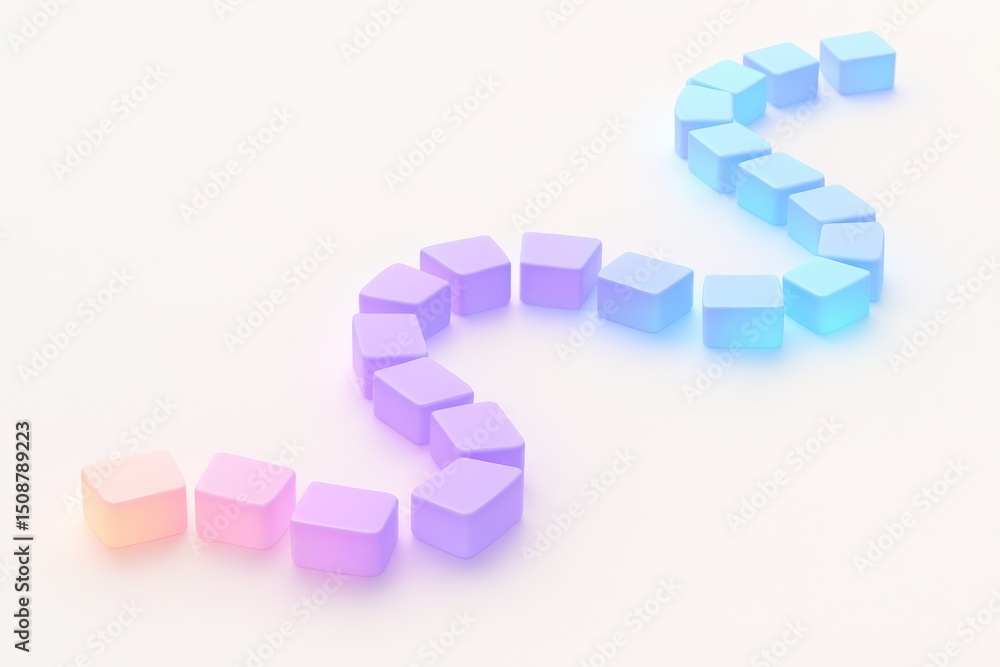 Aufkleber a glowing ribbon digital blocks on a clean white canvas symbolizes strategic business growth and eff