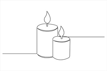 Candle icon continuous single line drawing and minimalist style outline design