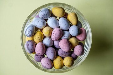 A Bowl Of Sugar Coated Chocolate Eggs Confectionery Sweets