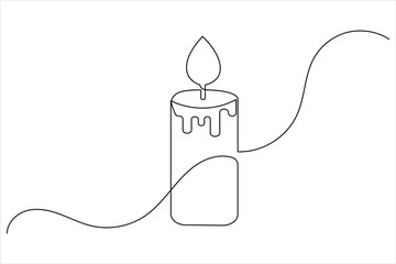 Obraz premium Candle icon continuous single line drawing and minimalist style outline design