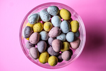  A Bowl Of Sugar Coated Chocolate Eggs Confectionery Sweets
